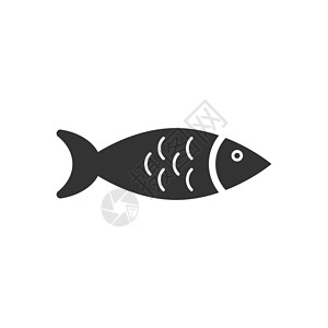 扁平风格的鱼图标 孤立在白色背景上的海鲜矢量图解 海洋动物经营理念水族馆海浪餐厅钓鱼野生动物游泳食物午餐插图荒野背景图片