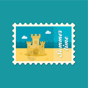 珠海海洋王国沙沙城堡平板邮票 夏季邮政童年沙堡游戏喜悦创造力海滩孩子乐趣邮戳设计图片