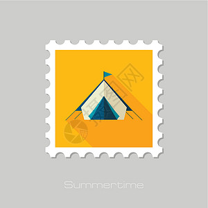 帐篷平面邮票 夏天 度假背景图片