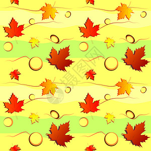 无缝的秋叶无缝非对称模式 温暖颜色的秋叶背景图片