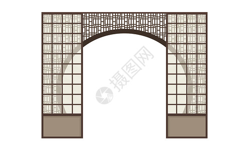 舒吉 日本传统滑动门 矢量插图插画