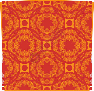 橙色图案的地毯红橙色无缝图案与奢华 复古 装饰品 适用于壁画 纺织品和印刷 矢量图插画