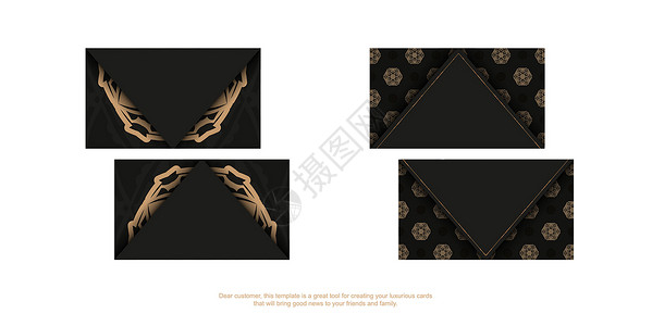 印有浅棕褐旧装饰品的黑色商务卡模板推广插图办公室艺术广告网络公司墙纸品牌金子背景图片