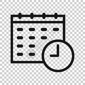 日历样式带有平面样式的时钟图标的日历 在孤立的白色背景上的议程矢量图解 安排时间计划者的经营理念插图验证规划师会议桌子正方形命令倒数日程设计图片