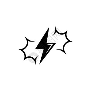雷电交加 霹雳一闪 平面矢量图标说明 白色背景上的简单黑色符号 雷电 用于 web 和移动 UI 元素的标志设计模板背景图片