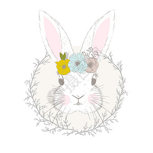 复活节派对可爱的小兔子或兔子矢量打印婴儿房婴儿淋浴贺卡儿童和婴儿 T 恤和穿着插画