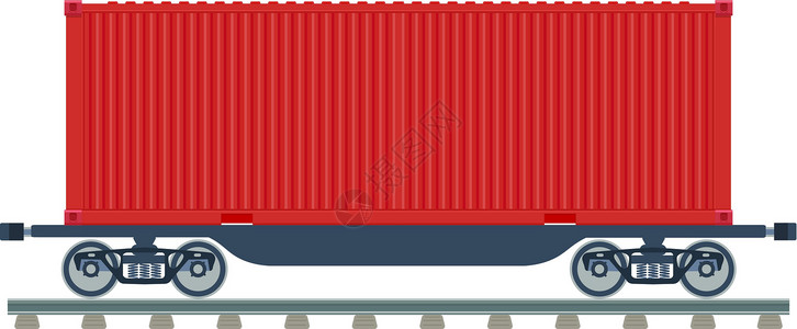 铁路集装箱以白色背景隔离的集装箱 wagoon 矢量插图插画