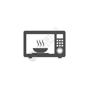 微波炉图标标志徽标设计模板火炉厨房展示机器烹饪插图房子食物用具金属背景图片
