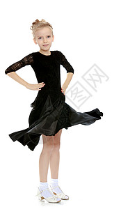穿黑裙子的美丽的小舞者幼儿园童年孩子们艺术工作室公主婴儿孩子戏服短裙背景图片