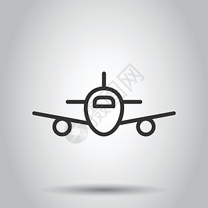 卒中中风平面样式中的平面图标 孤立在白色背景上的飞机矢量图解 飞行班机经营理念网络航班艺术工作按钮创造力绘画空气航空旅行设计图片
