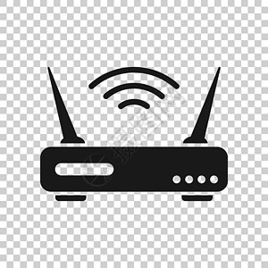 平面样式的 Wifi 路由器图标 白色孤立背景上的宽带矢量插图 互联网连接经营理念信号天线技术网关电子数据电脑网络办公室无线背景图片