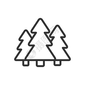 ui素材网针叶林轮廓 ui web 图标 用于在白色背景下隔离的 web 移动和用户界面设计的圣诞树矢量图标插画