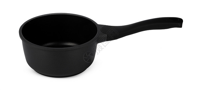 新的黑炖锅 在白色上隔离盘子工具平底锅钢包用具家庭烹饪厨具餐具黑色背景图片