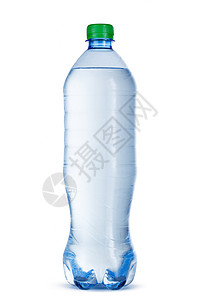 白色上隔离的塑料塑料中的小瓶矿泉水瓶子液体饮料工作室矿物空白背景图片