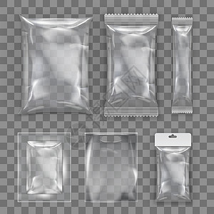 现实透明的空塑料食品包装模版套件零售袋装品牌柔性小吃挫败信封商品巧克力小袋背景图片