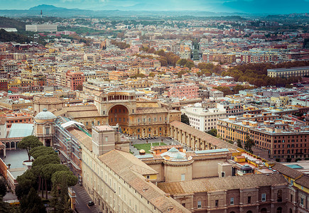 罗马梵蒂冈博物馆全景摄影旅行教廷景观旅游博物馆地标城市背景图片