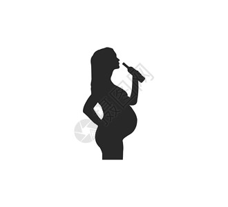 我是歌手怀孕危险 不是喝酒的危险 矢量说明 是平的标识妈妈玻璃警告女士母亲婴儿黑色女性父母插画