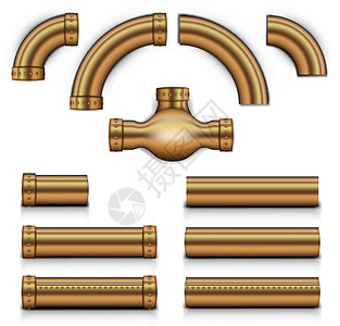 全铜水管主件铜金属管合金板套件插画