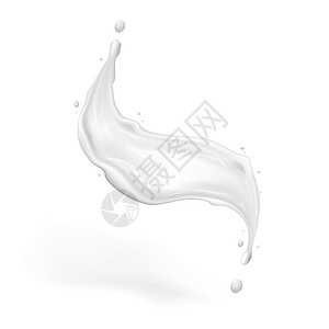 防飞沫现实的牛奶或奶粉白蒸发飞溅食物流动奢华化妆品奶油运动饮料液体溪流插画