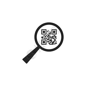 扫描图标QR码 放大图标 矢量插图 平面设计电子商务身份数据正方形密码二维码产品店铺玻璃条形码设计图片