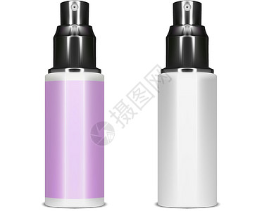 两个化妆喷雾瓶 粉红白背景图片