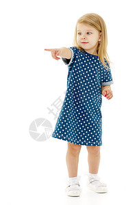 小女孩在露出一只手指展示孩子女性微笑工作室手势白色教育广告乐趣背景图片