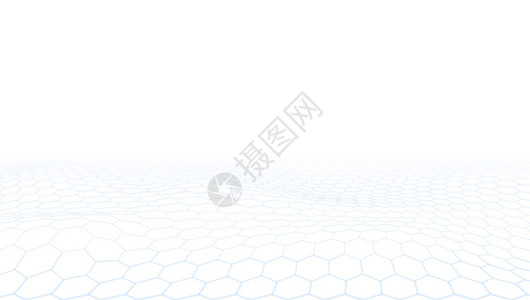 白色虚化背景3D 未来六边形技术概念浅色背景流动作品海浪白色墙纸横幅卡片插图蓝色商业插画