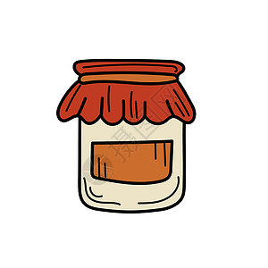 果酱图标果酱罐背景上孤立的矢量素描图标 手绘果酱罐 ico标签草图食物插图养护甜点烹饪包装饮食产品背景
