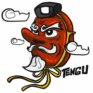Tengu 面具(日鸟神)卡通矢量插图日本高清图片素材