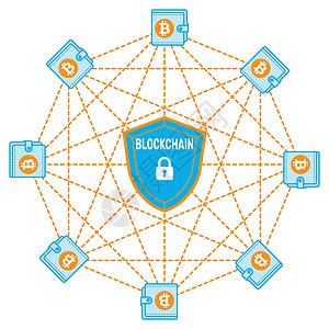 bitcoinBitcoin 和块链标志插画