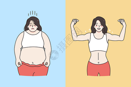 腹部脂肪脂肪和超重数字概念设计图片