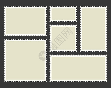 信封邮票邮票模板 空白的矩形和平方邮戳打印集邮送货卡片信封长方形标签邮件正方形边界插画