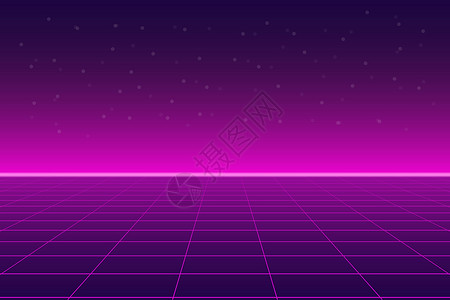 骚波朋克明亮的粉红紫色反光前锋背景未来风景1980年代风格狂欢插图激光潮人合成器科幻拱廊行星合成海浪设计图片