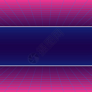 骚波朋克明亮的粉红紫色反光前锋背景未来风景1980年代风格行星星系狂欢游戏网格拱廊技术墙纸星星海报设计图片