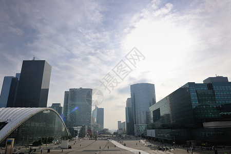 paris巴黎新中心现代建筑Paris建筑物日落中心窗户旅行防御蓝色总部地标正方形背景