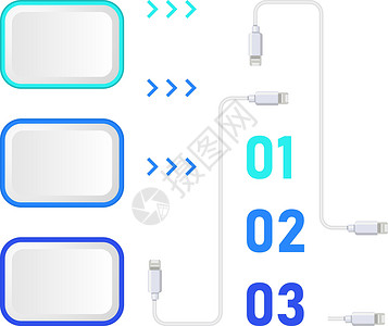 充电线文艺技术信息图表图设计要素集(一套)插画