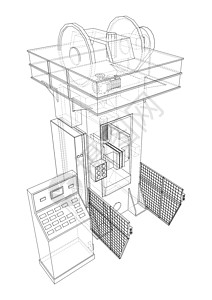 水力新闻 3d 插图建造引擎油压机技术液压油切割乐器工程机械蓝图背景图片