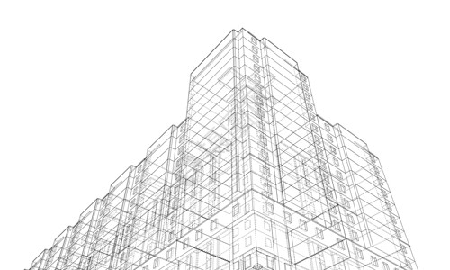 多层楼建筑的电线框架模型办公室建筑学印刷店铺绘画建造工程项目草图线条背景图片