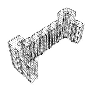 多层楼建筑的电线框架模型原理图技术文档建筑师工程项目办公室印刷建筑学插图背景图片