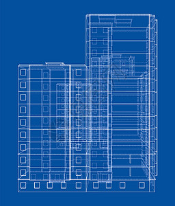 多层楼建筑的电线框架模型店铺线条绘画建筑学办公室技术建筑师草图工程项目背景图片