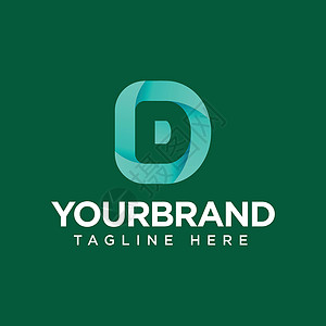 Logo D 字母梯度 孤立于绿色背景 矢量插图背景图片
