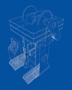 水力新闻 3d 插图机器草图工厂金属硬件工作油压机乐器机械建造背景图片