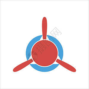 负压风机飞机螺旋桨 简单的航空标志 白色背景上的飞机螺旋桨图标 风机设备 孤立的矢量图 平面样式的空气图标设计图片