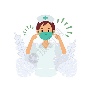 如何正确佩戴口罩一位女护士正在展示医用口罩 以正确的方式佩戴医用口罩 医学概念 平面矢量二维卡通人物插画插画
