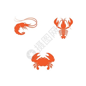 海鲜龙虾素材虾标志模板矢量图标海洋餐厅艺术标识插图螃蟹美味红色海上生活对虾插画