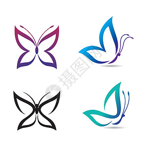 美女蝴蝶标志图片标识翅膀艺术创造力插图温泉公司商业背景图片