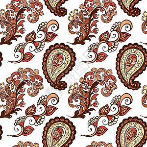 日本丝绸相思带白色孤立背景图案的光栅无缝 Paisley 模式说明地毯绘画风格装饰蜡染装饰品墙纸小地毯纺织品植物背景