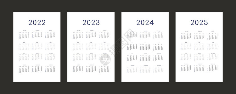 2022年2022年2023年2024年2025年日历个人时间表模板 采用最低潮时风格记事簿季节网格办公室日记季刊组织者年度计划背景图片