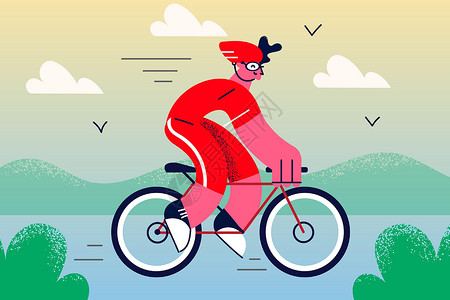 穿运动制服的骑单车者在户外骑自行车设计图片