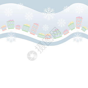 平方背景 网站上限 明信片或书     冬季村庄或雪中房屋的插图博客笔记本纺织品包装项目背景图片